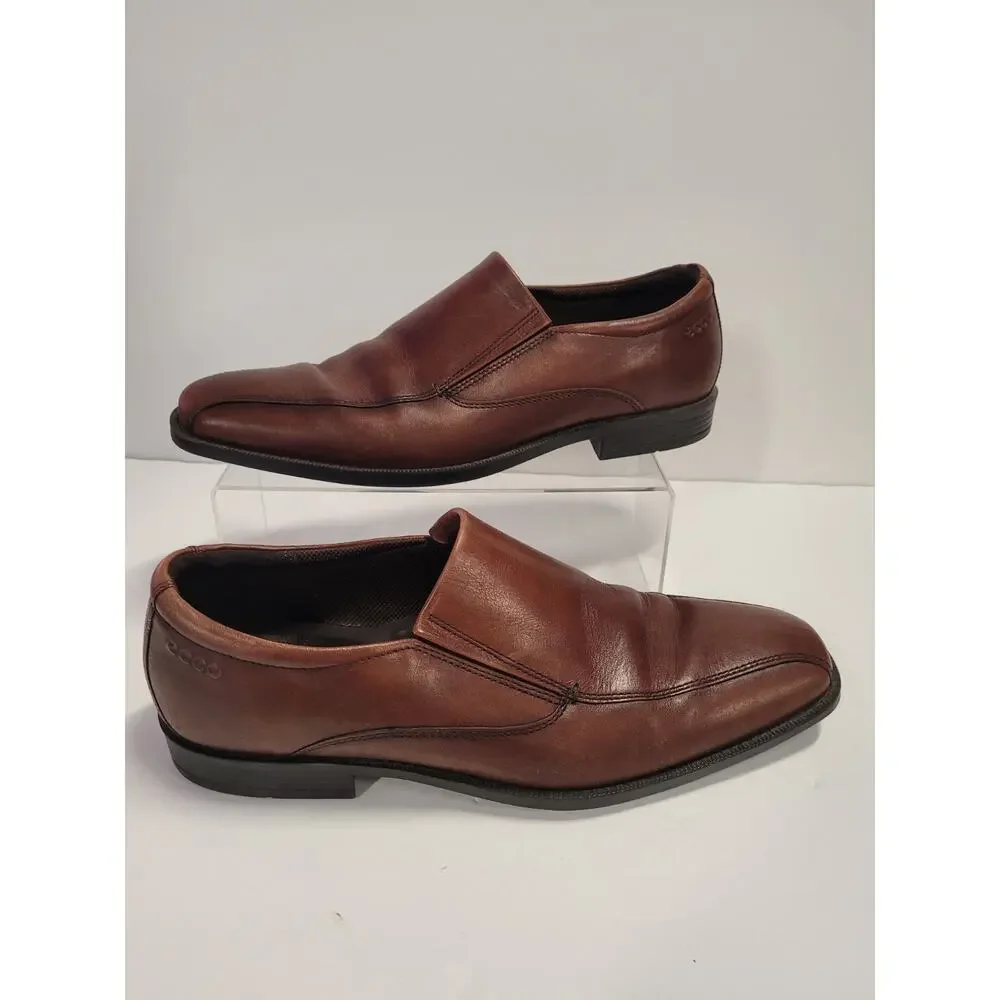 ECCO Slip On Dress Shoes Brown Leather Men's Size 44 EUR (10.5 US)